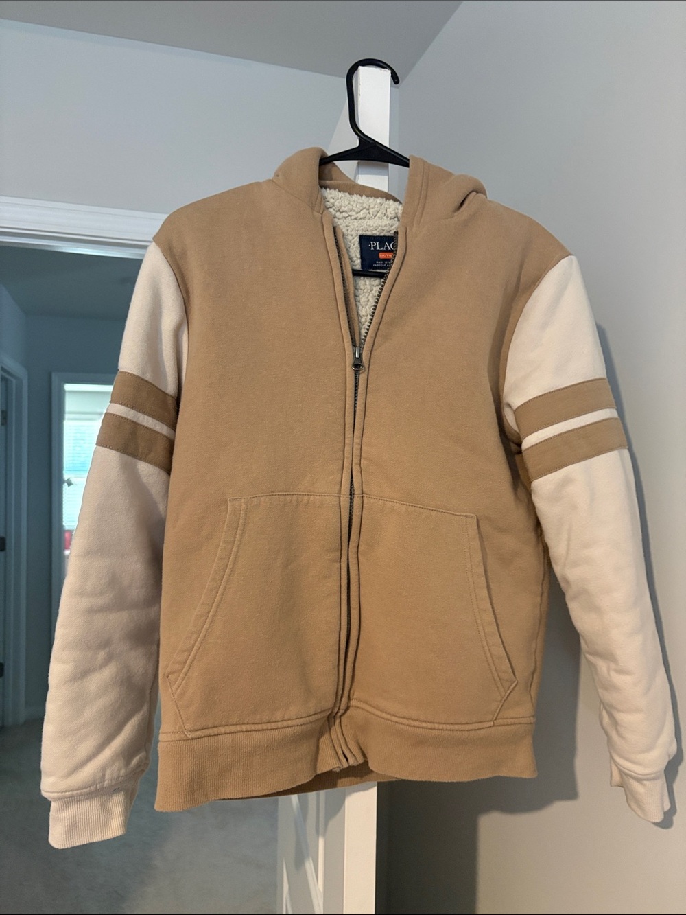 The Children's Place Tan & Cream Hooded Zip-Up Sweatshirt